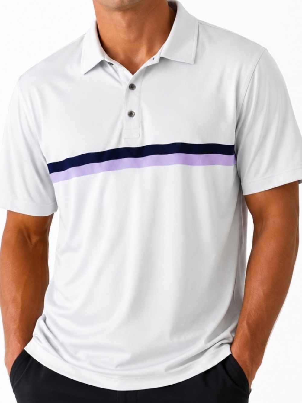 FootJoy Golf Polo Shirt Mens Size 2XL White Striped Athletic Hiking Tennis Casua